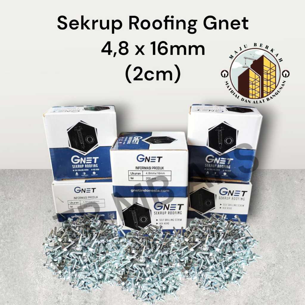 สกรูยึดหลังคา สลักเกลียวหลังคา สลักเกลียว 2 ซม. สกรู 8 มม. Gnet ยี่ห้อ 100% Made INDONESIA Original 