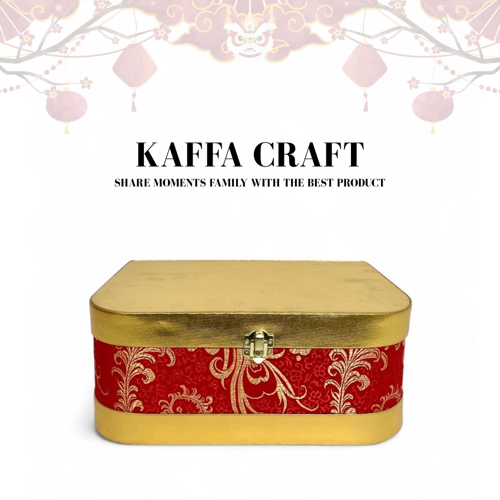 Kaffa Craft - Golden Cheongsam Box Premium Suitcase Cheongsam Fabric Hampers Chinese New Year Model 