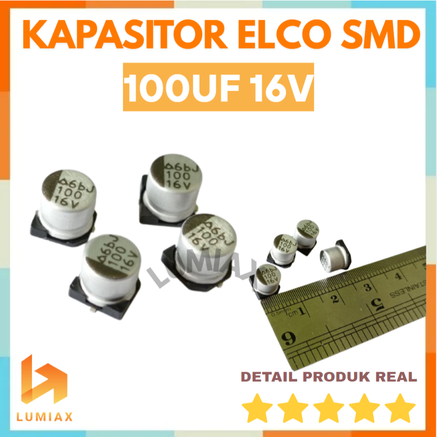 Elco SMD 100uF 100 uF 16V 16V 16volt 16 โวลต์ elco 100uf 16v