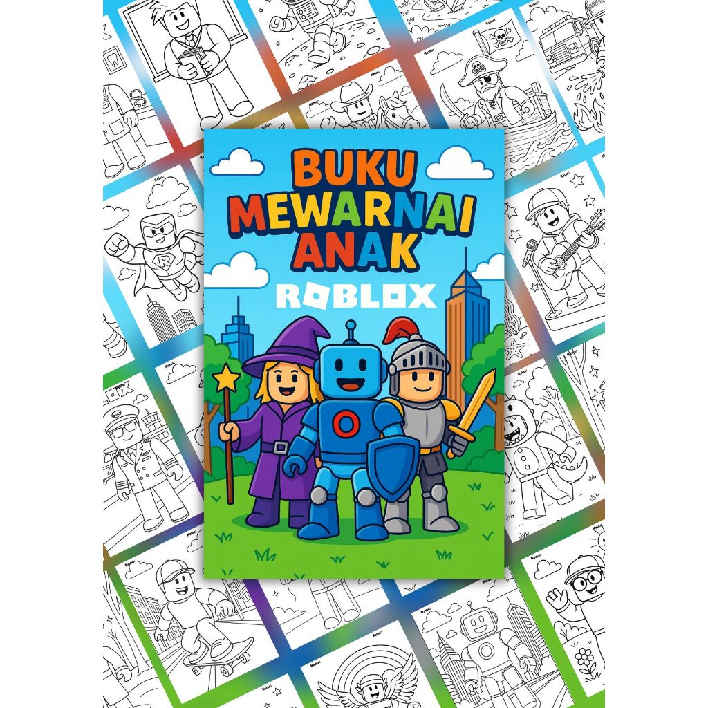 สมุดระบายสีเด็ก ROBLOX - 25 หน้า A4 A5 80gsm ROBLOX สมุดระบายสีสําหรับโรงเรียนอนุบาล PAUD เด็ก 3 4 5