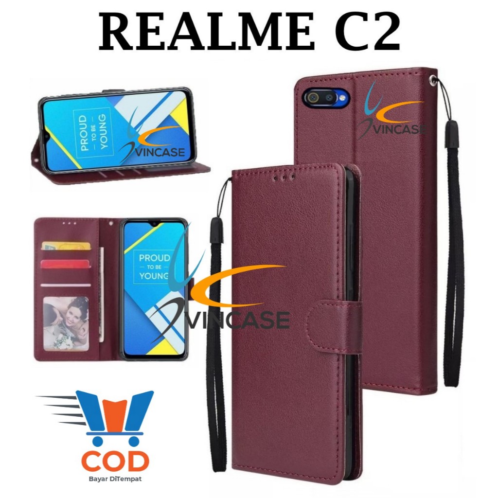 REALME C2 FLIP LEATHER CASE PREMIUM - FLIP WALLET CASE LEATHER สําหรับ REALME C2 - WALLET CASE | FLI