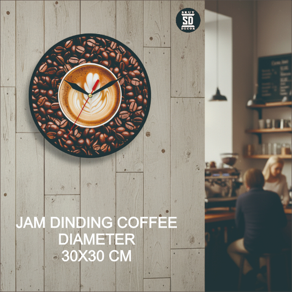 Skuy Decor 69 Coffee Theme Wall Clock Cafe Wall ตกแต่งห้องนั่งเล่นและตกแต่งห้องนอน