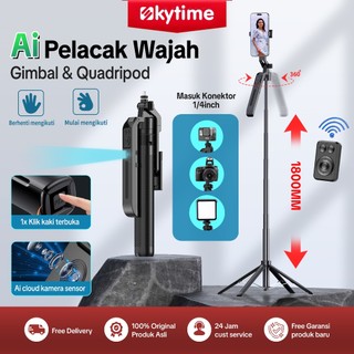 Skytime GS12 Ai Gimbal Stabilizer 180CM 360° Auto Face Tracking Tripod Tongsis Remote Bluetooth Gesture Control Tripod Handphone Selfie Stick