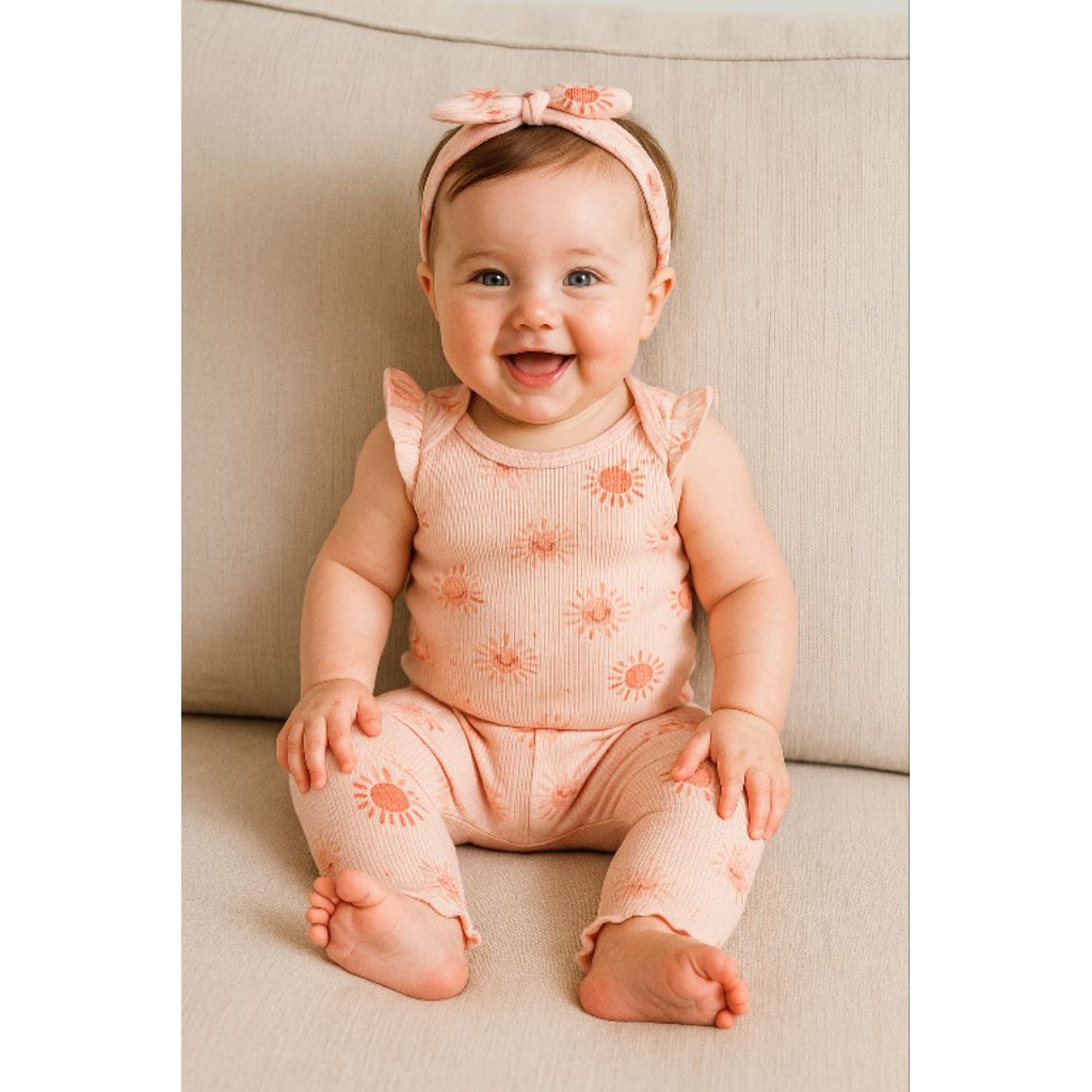 READY (0-3, 3-6, 12m) 3-in-1 Knit Rib Baby Girl Hanger Set แบรนด์ Emily & Oliver