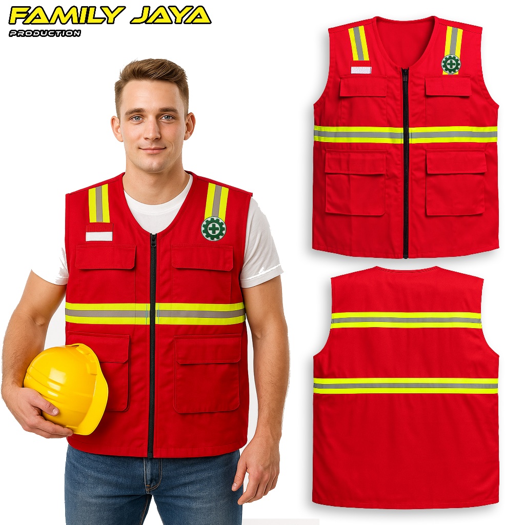 MERAH SAFETY VEST FIRST K3 FIELD VEST SAFETY VEST PROJECT VEST DRILL MATERIAL - RED K3 SAFETY VEST