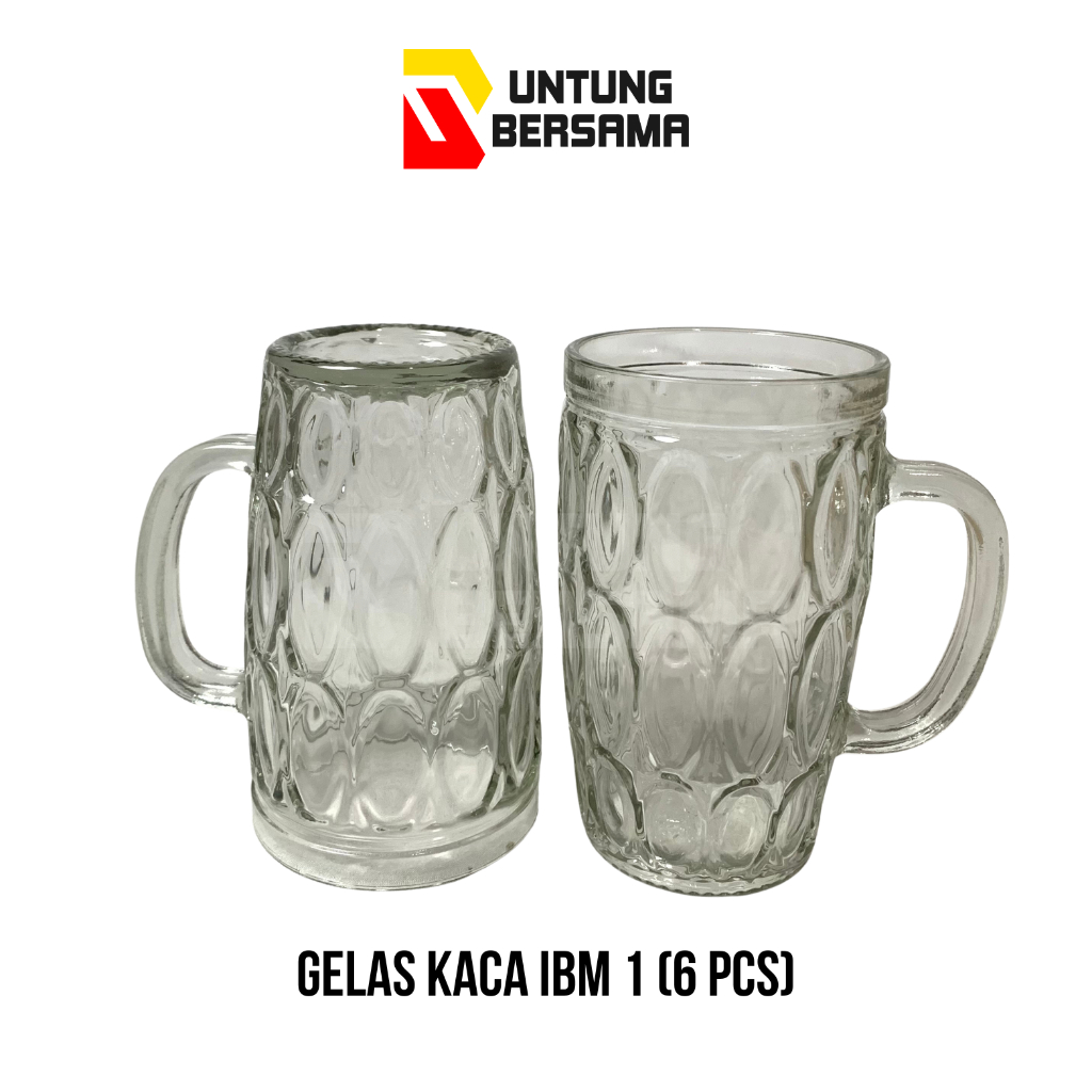 (6 ชิ้น) IBM 2 GLASS CUPS / ICE TEA GLASS CUPS / ถ้วยแก้ว WARTAGE / THUMB MOTIF KENDONOL CUPS