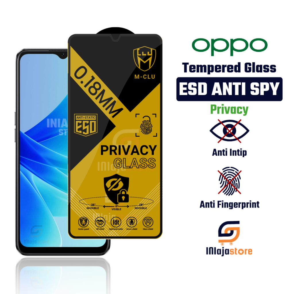 กระจกนิรภัย ESD Anti Spy 0.18 มม.Oppo A31 A35 2021 A38 A57 4G A57 5G A57 2022 A57s A56 5G A56s 5G A5