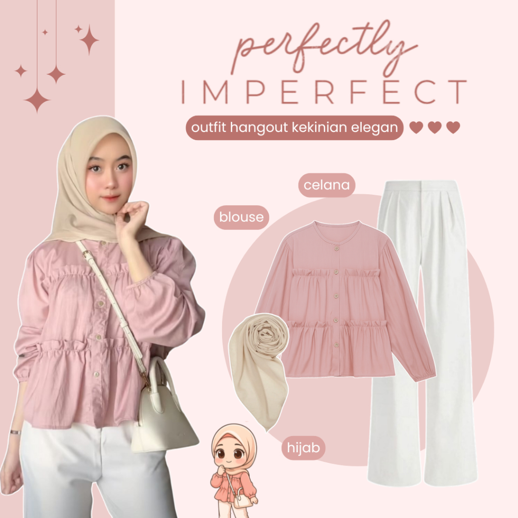 ชุดแต่งกายสีชมพูสไตล์สุนทรียศาสตร์ | เสื้อนีออน + Culottes + ฮิญาบ | 3in1 อินเทรนด์ - AM168N