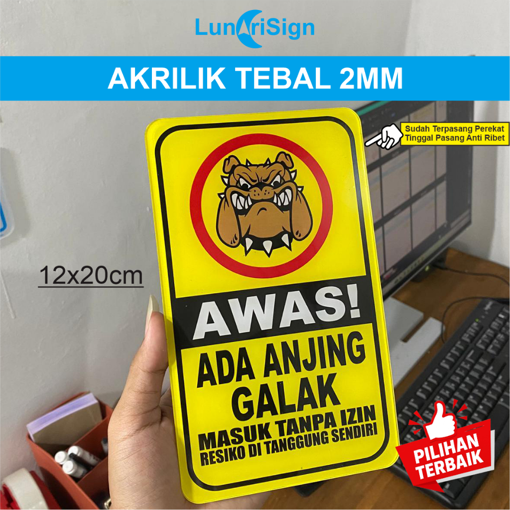 ป้ายอะคริลิก BEWARE OF FIERCE DOG ขนาด 20x12CM