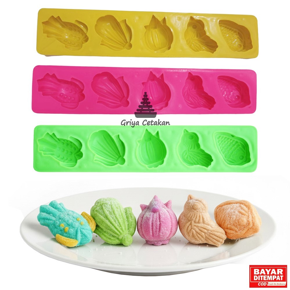 HIJAU GC แม่พิมพ์เค้กถั่วเขียวเดี่ยว Mungbean Sago Coconut Sagon 5 ช่อง