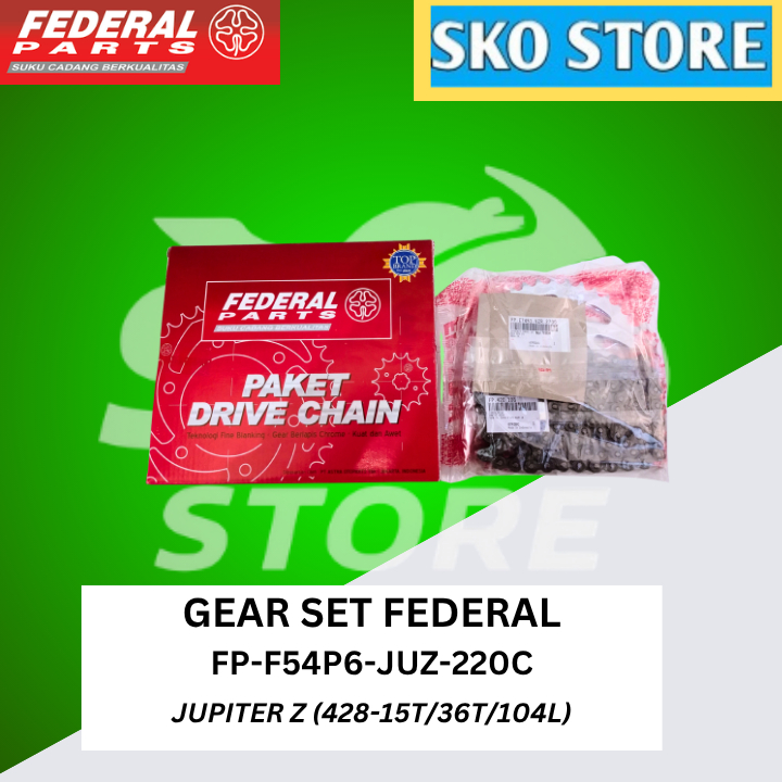ชุดเกียร์ FP-F54P6-JUZ-220C Federal Original Gear Package, Gearset, ชุดเกียร์ JUPITER Z (428-15T/36T