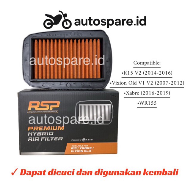 Rsp กรองอากาศไฮบริดระดับพรีเมียม Yamaha R15 V2 / Vixion Old V1 V2 / Xabre / WR155