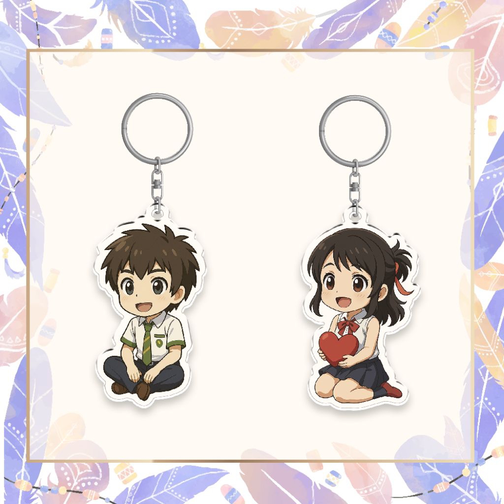 GANTUNGAN พวงกุญแจอะคริลิคพวงกุญแจอะคริลิคอะนิเมะ kimi no nawa mitsuha taki หนา 3 มม.2 มม. 2 ด้านด้า
