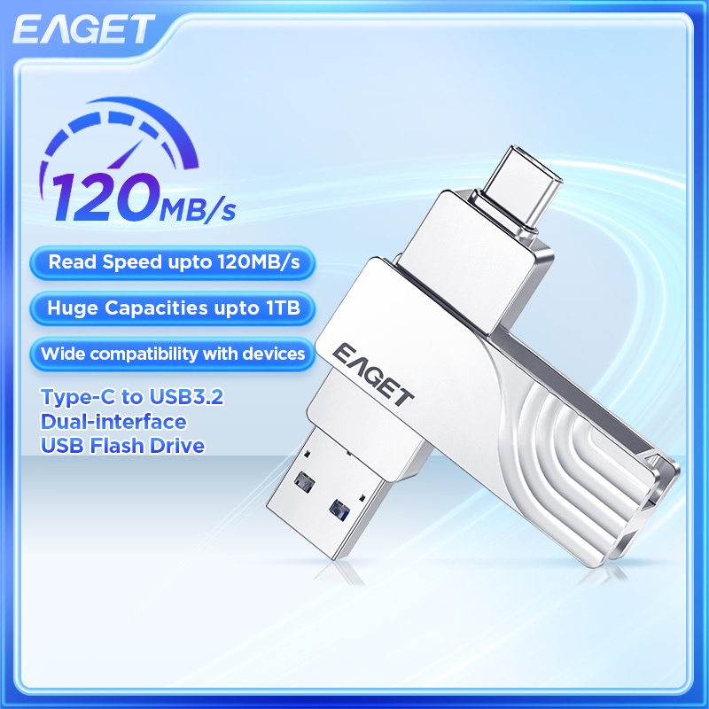 EAGET CF30 Flashdisk USB+Type-C Dual Drive USB3.2 / FlashDrive Type C 32GB/64 GB การรับประกันอย่างเป