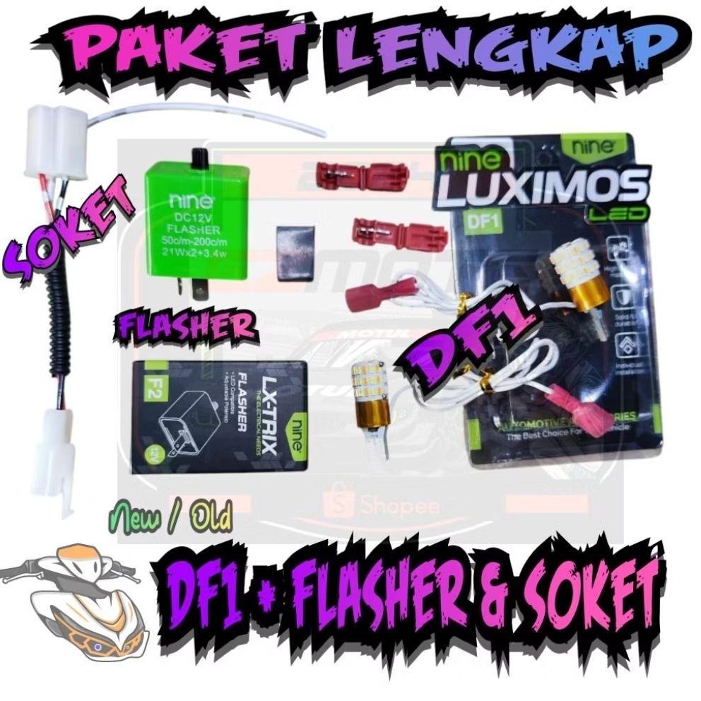 NINE LUXIMOS แพ็คเกจสมบูรณ์ DF1,F2 flasher T10 LUXIMOS Df1 TWO โหมดสําหรับ AEROX OLD/NEW T10 DF1 TWO