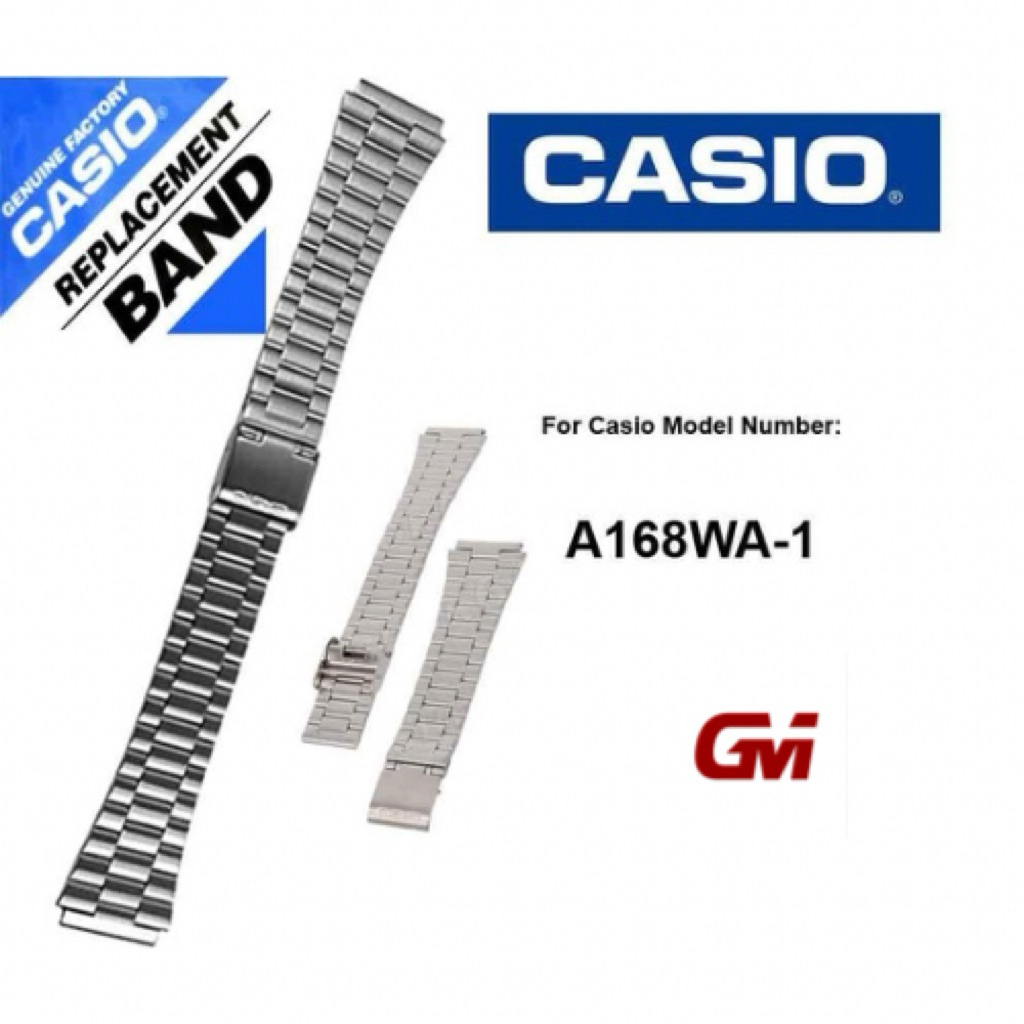 CASIO 18mm สีเงิน WATCH BAND REPLACEMENT A168 A168WA f91