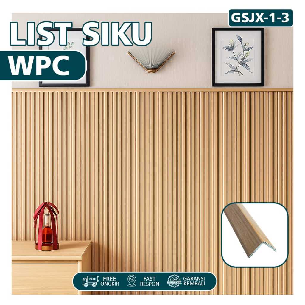 SIKU [ 1 เมตร ] [ 90 CM ] WPC L-Shaped Corner List WallP Panel WPC Cover List Per Bar Wall Panel Wal