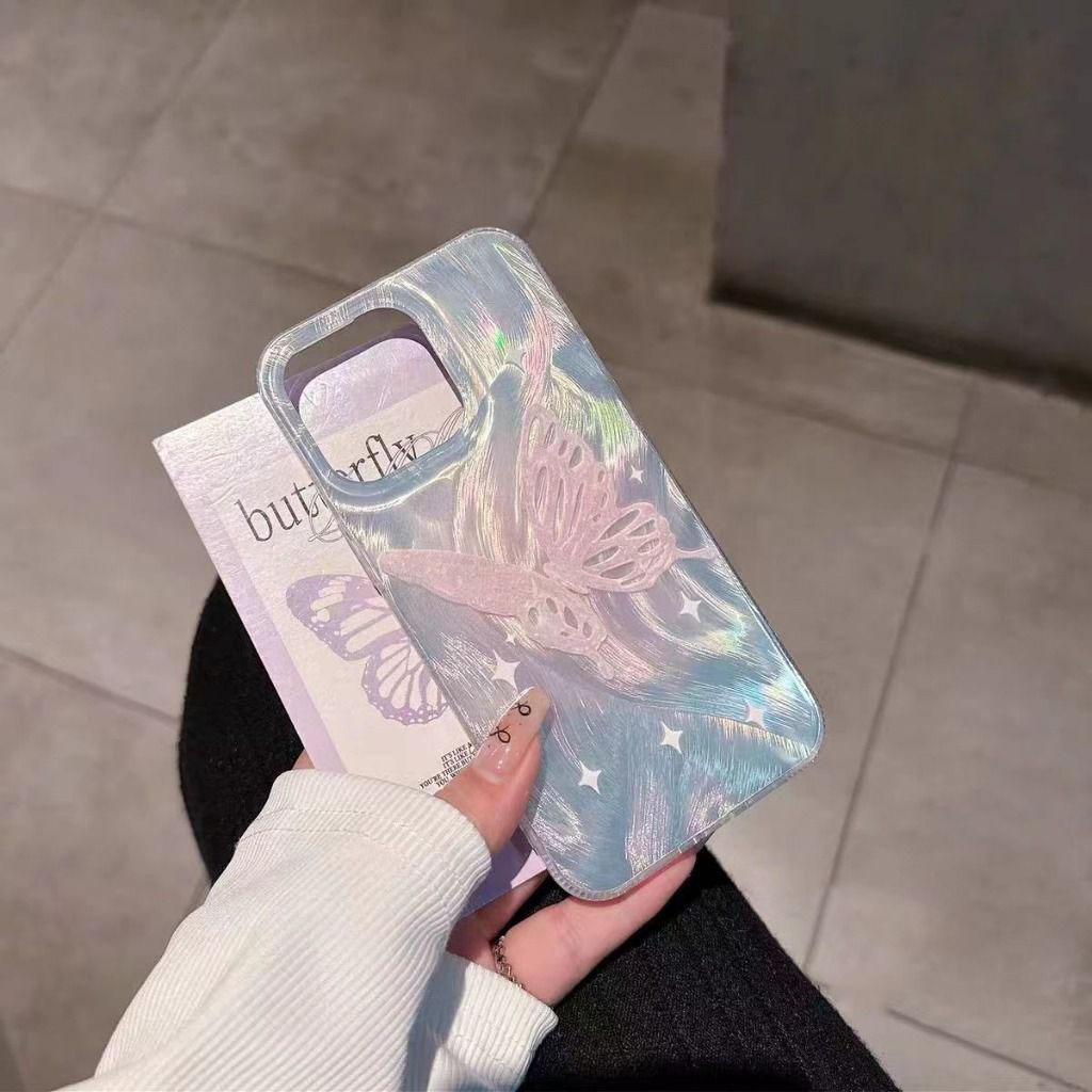 CLARITY Swirl Casing Hologram Silver Butterfly สําหรับ Vivo Y28 4G Y29 4G Y30 Y50 Y35 Y36 4G D001