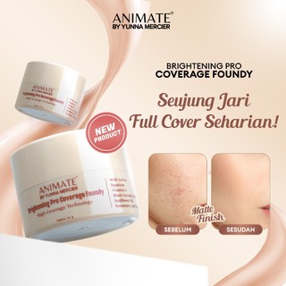 Animate Brightening Cream  Pro Coverage Foundy 10 gr - Foundy Matte Finish - Foundation Menutupi Bekas Jerawat