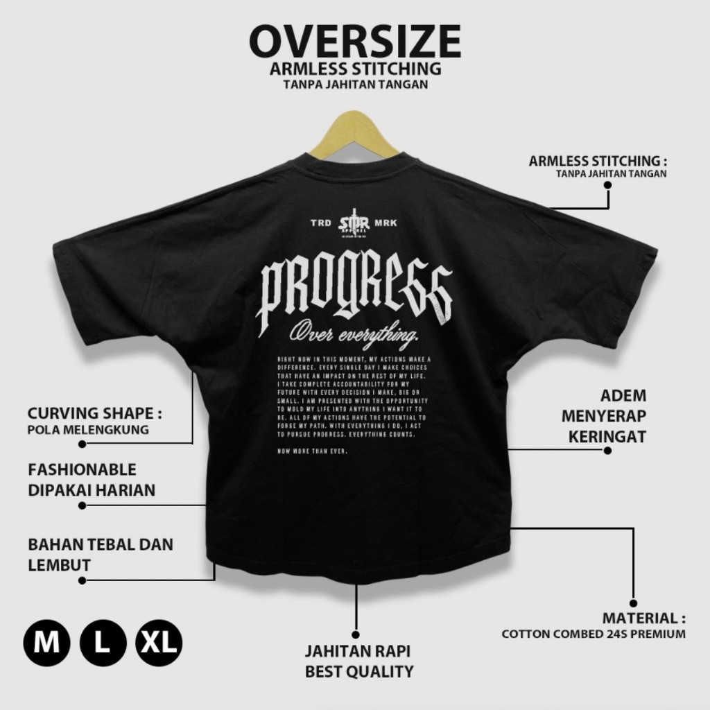 SMR APPAREL - ขนาดใหญ่ Progress Cotton Combed 24s เสื้อยืดสําหรับผู้ชายและผู้หญิงผู้ใหญ่ออกกําลังกาย