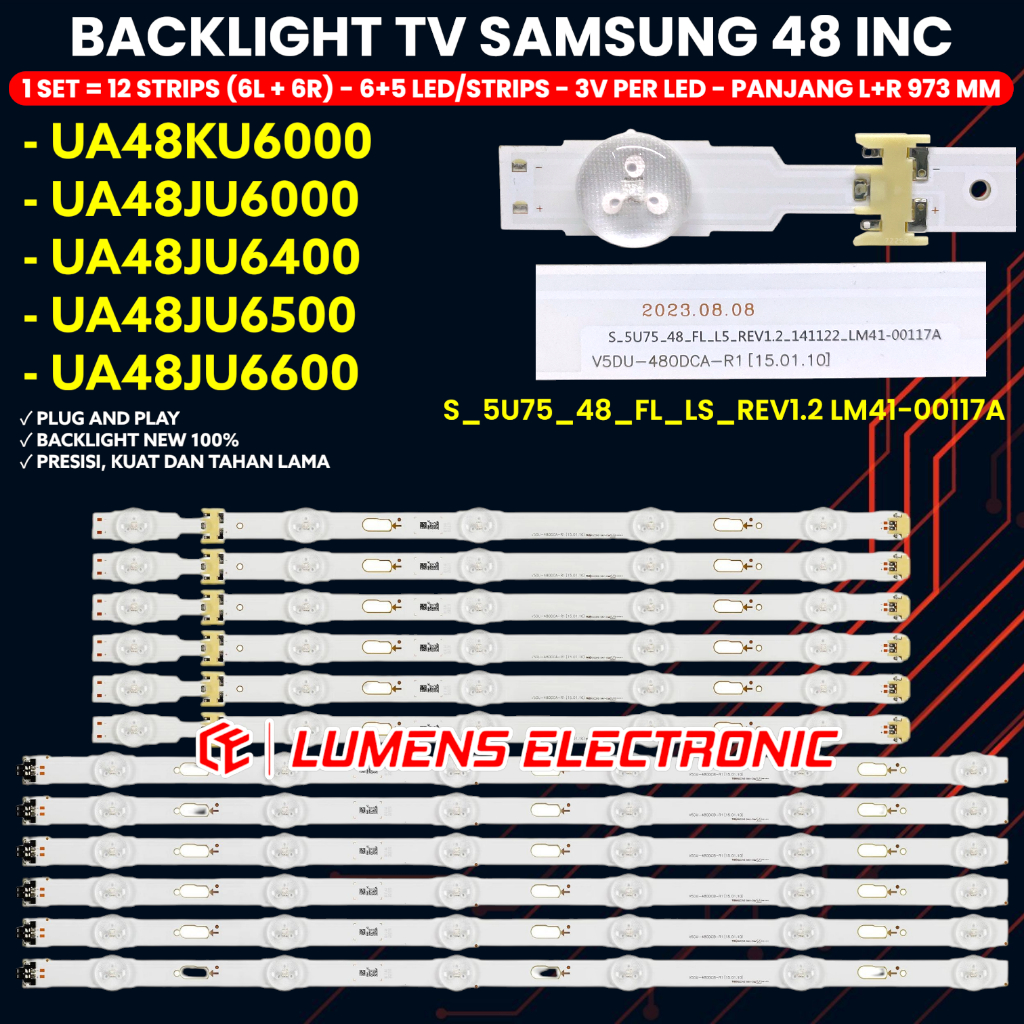 SAMSUNG 48 INCH TV BACKLIGHT UA48KU6000 UA48JU6000 UA48JU6400 UA48JU6500 UA48JU6600 BL LED 48KU 48JU