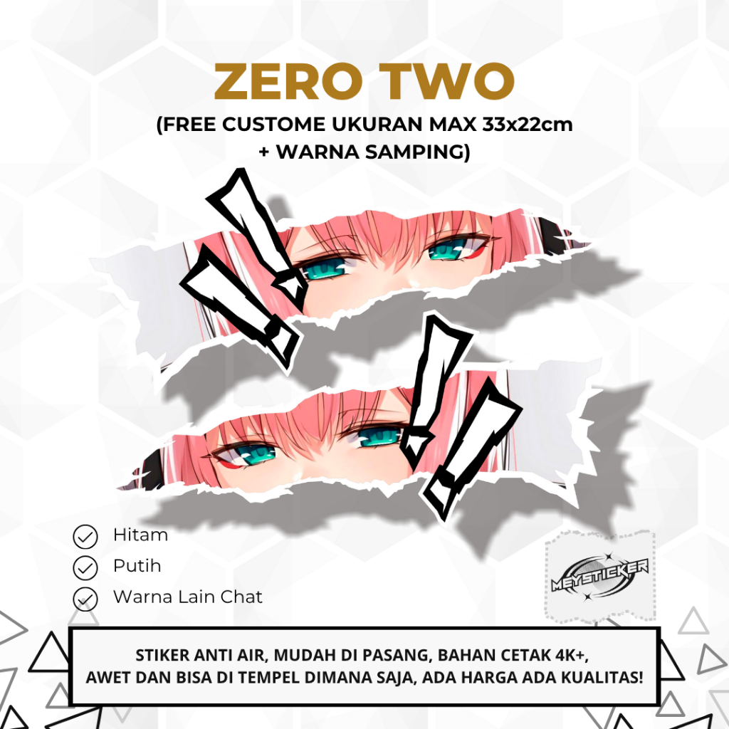MATA Universal Peeling Sticker All Type Motor Print Cut Anime Eye Sticker Zero Two Model 3