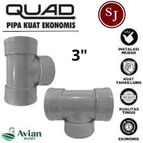 POWER FITTING PIPE QUAD TEE D 3 / TEE QUAD D 3"