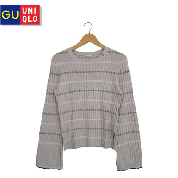 เสื้อสเวตเตอร์ O-Neck ลายทาง Uniqlo Beige GU (CODE: B108 -25)