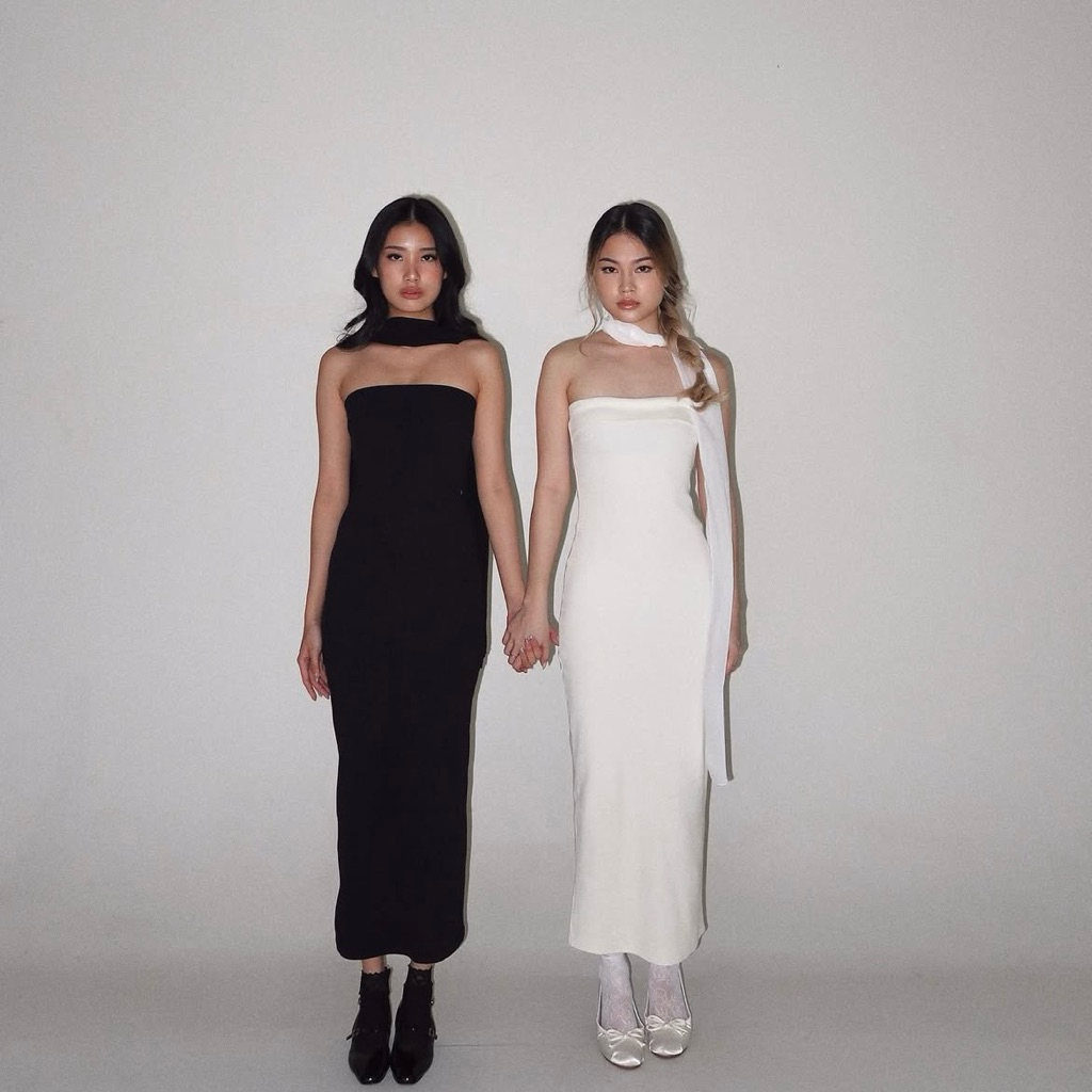 Studio Rue Iris Black Dress // Bodycon Basic Long Dress ผู้หญิงลําลองอย่างเป็นทางการ