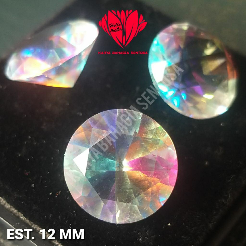 Diamond Seven Sinc Color Diamond Gemstone Seven Colours Round Brilliant Shape ขนาด 12 mm Signature C