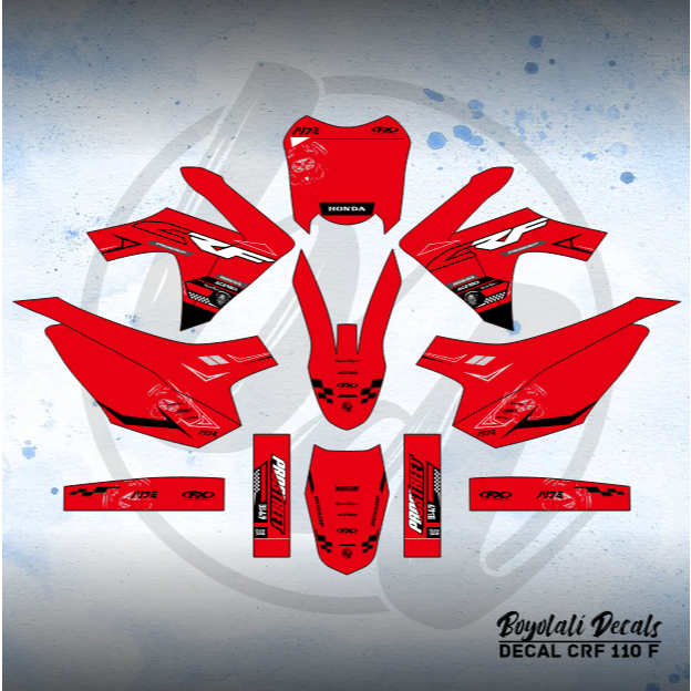STABILO MERAH UNGU HIJAU DECAL STICKER CRF 110 F (009) DECAL STICKER MINI FULLBODY 2013 2014 2015 20