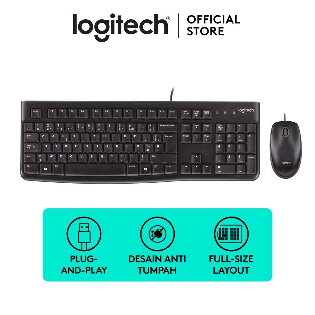 เมาส์คีย์บอร์ด LOGITECH USB MK120 COMBO