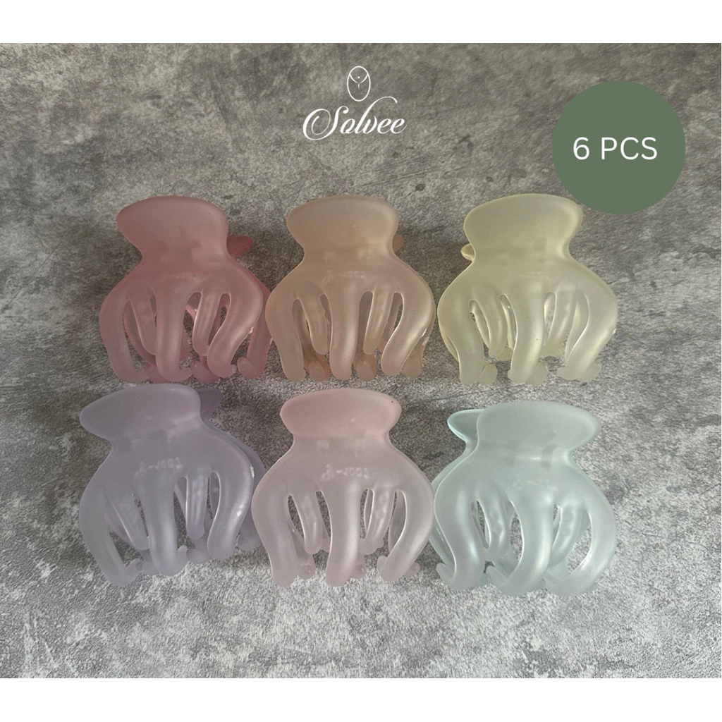 Solve - 6 ชิ้น PREMIUM jedai Matte Pastel Color 6 ชิ้น | กิ๊บติดผมกันกรีดจัมโบ้