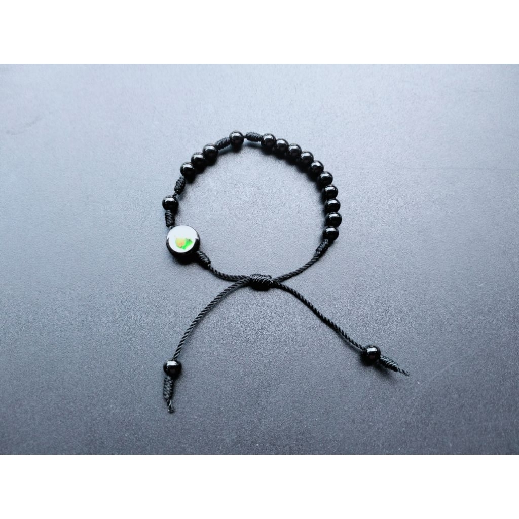 G593 PLAIN BLACK HEAVY PEARL ROSARY BRACELET CATHOLIC