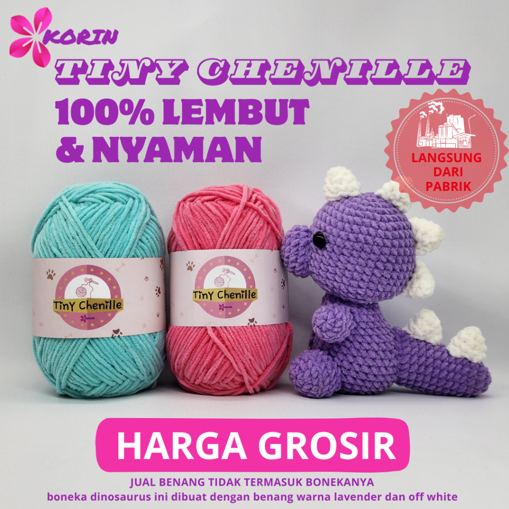 TINY CHENILLE KORIN KNITTING YARN / Small CHENILLE CHUNKY YARN / SMALL PLY [50GR]