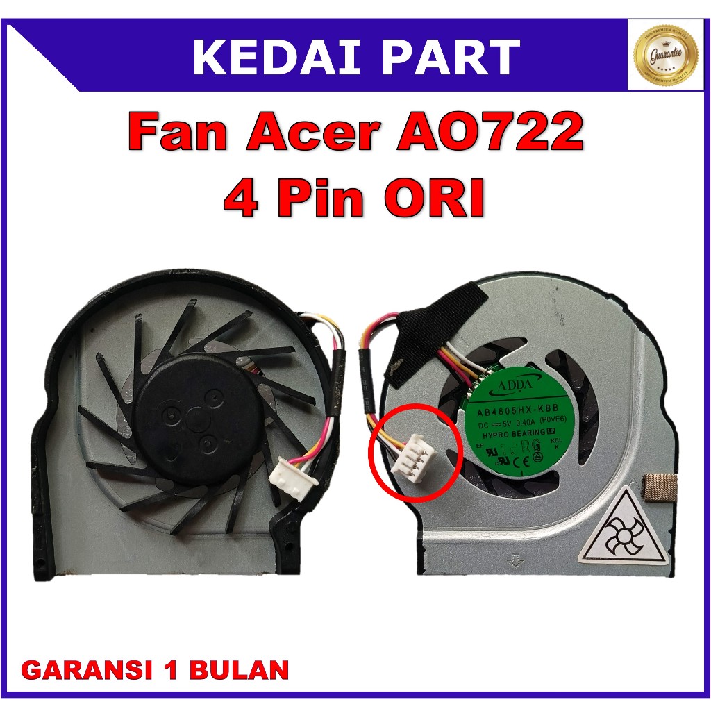 COOLING FAN ACER ASPIRE ONE 722 AO722 AO522H 4PIN ORIGINAL