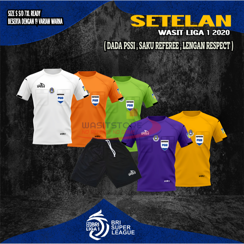 SPCS LEAGUE 1 2020 REFEREE SHIRT SET (PSSI CHEST, REFEREE POCKET, RESPECT SLEEVE)