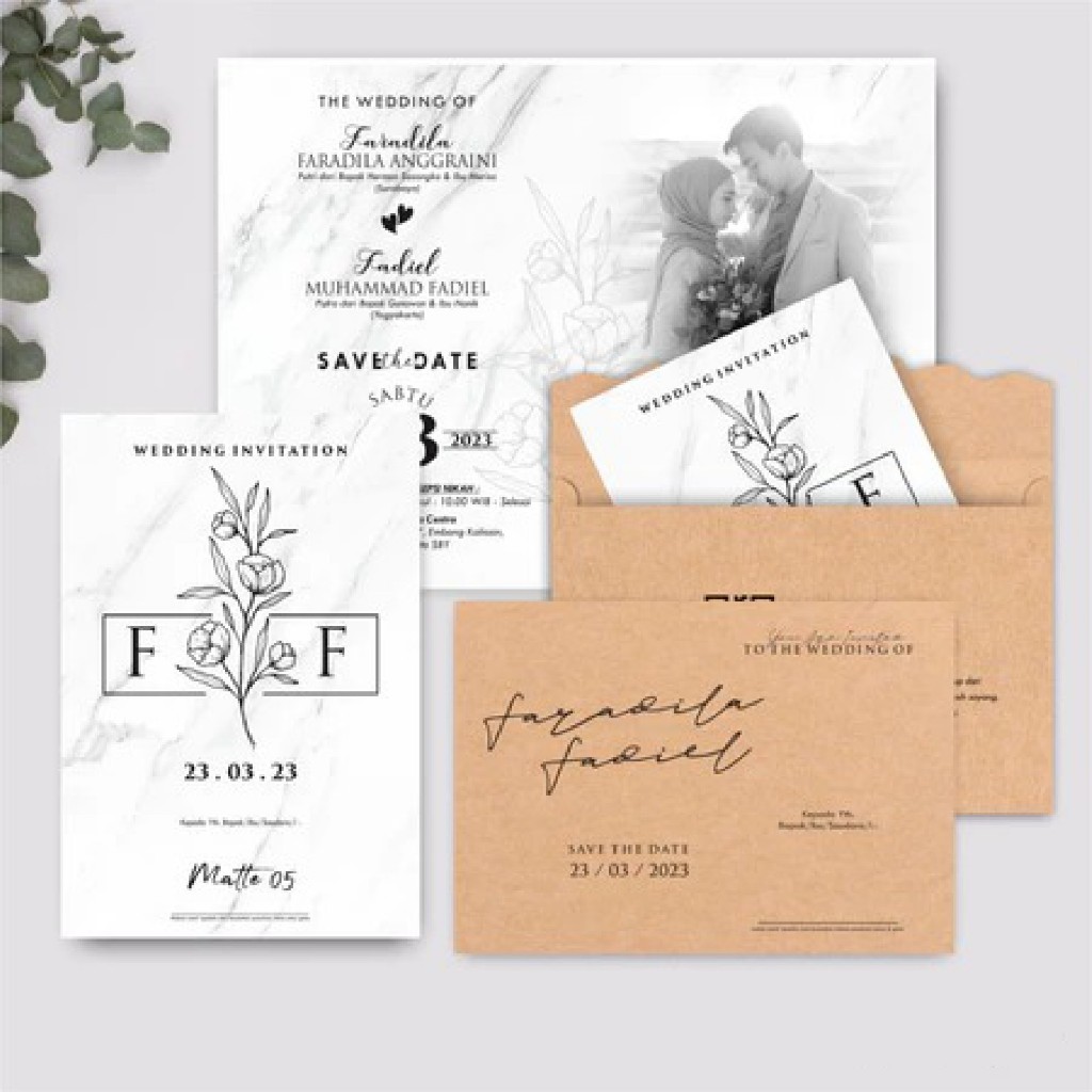 MODERN KRAFT ENVELOPE WEDDING INVITATION - MATTE DOFF KRAFT ENVELOPE WEDDING INVITATION BW