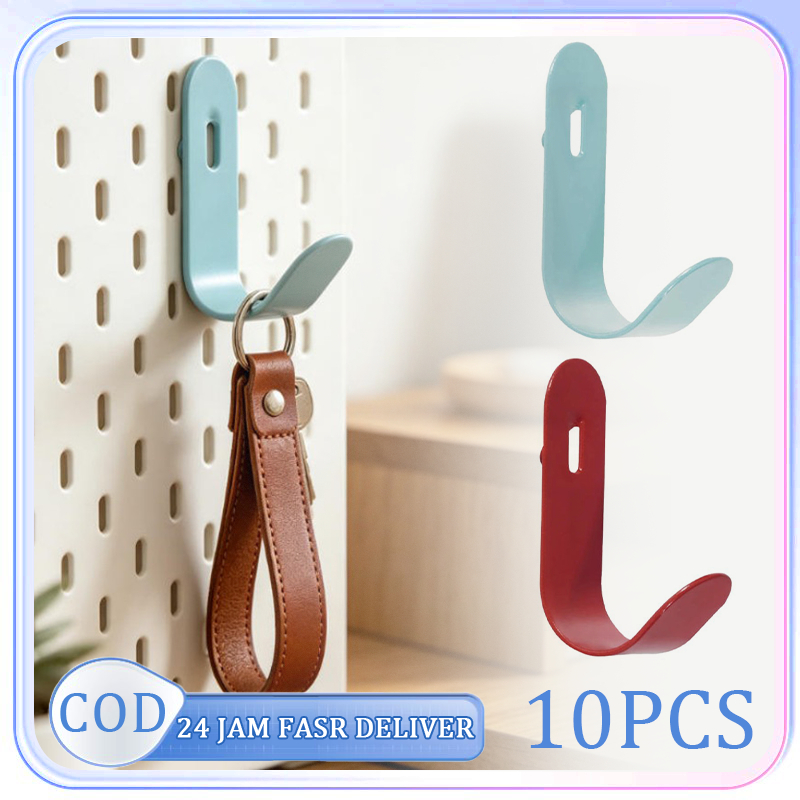 GANTUNGAN 10pcs Multifunctional J Hook Pegboard Hook Hanger Hole Accessories Hole Board Hook Pegboar