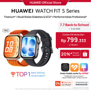 [7.7 Voucher s/d 20% | TOP PICKS] HUAWEI WATCH FIT 5 Series | Titanium* | Studi Risiko Diabetes & ECG* | Olahraga Outdoor Tingkat Lanjut*