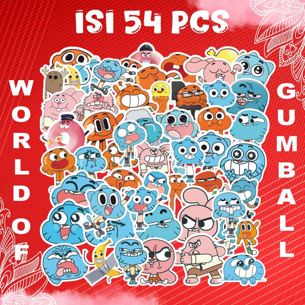 HP STICKER PACK WORLD OF GUMBALL CARTOON CUTE 54 ชิ้น - สติ๊กเกอร์ไวนิลพรีเมี่ยมกันน้ํา - สติ๊กเกอร์