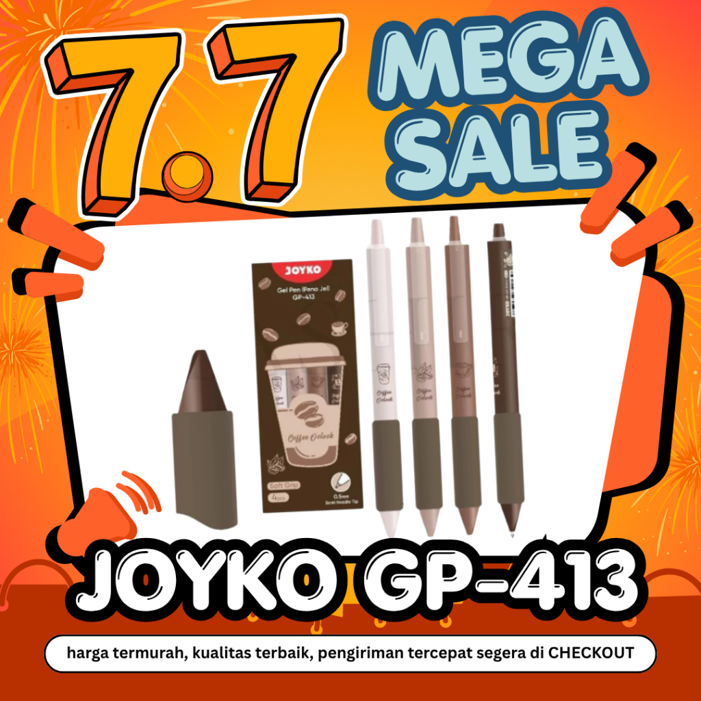 Joyko Gel Pen 0.5mm GP-413 Coffee OClock สีดํา @1Set=4PCs