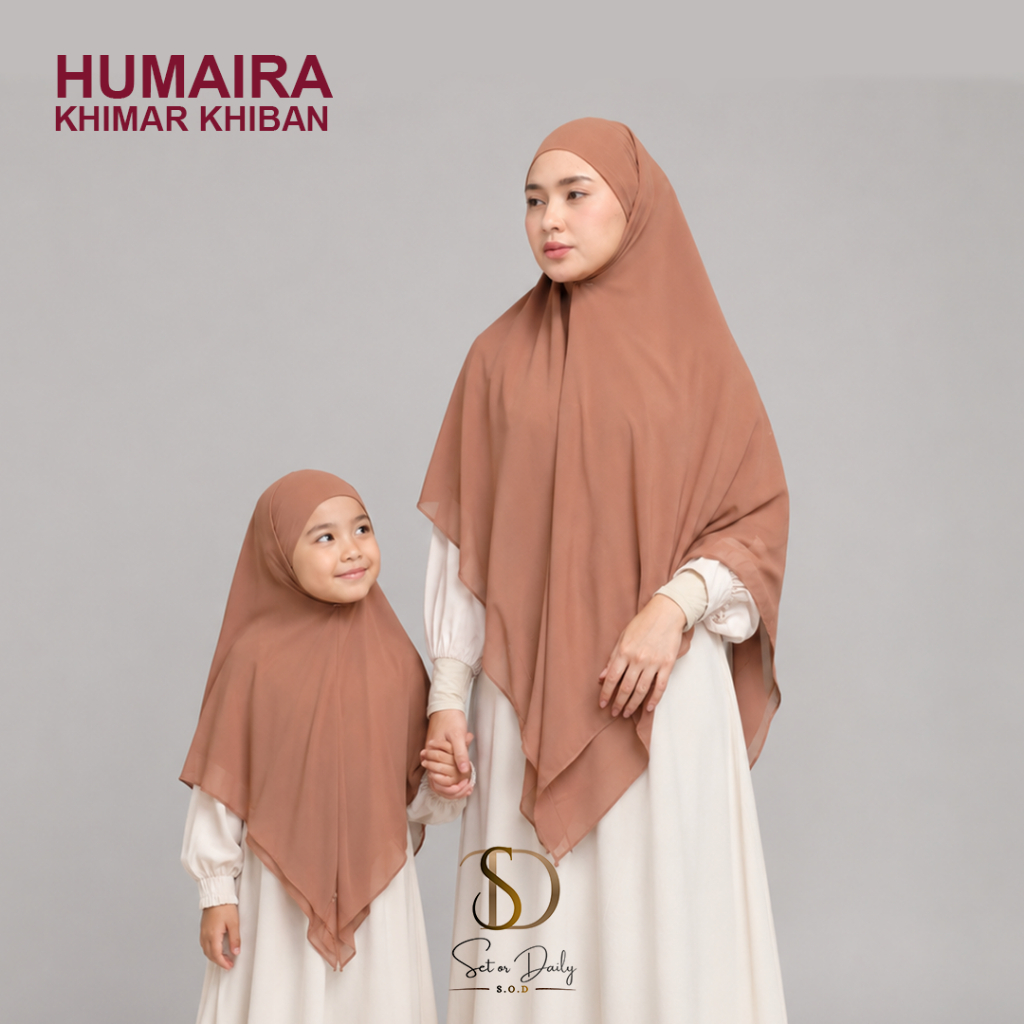 Khimar Couple Mother & Child Ceruty Babydoll Premium Square Hijab Plain Instant Hijab Mom & Kids