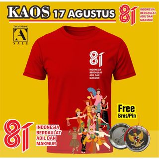 KAOS PANITIA 17 AGUSTUS PANITIA PERLOMBAAN HUT RI KE - 81 LOGO RESMI OFFICIAL 2026 DIRGAHAYU MERAH PUTIH REPUBLIK KEMERDEKAAN INDONESIA LENGAN PENDEK BAHAN COTTON 30S ANAK DEWASA PRIA & WANITA FREE PIN PREMIUM MURAH