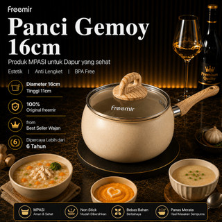 [PREMIUM] freemir Panci Susu Gemoy Bulat 16CM/20CM Tutup Kaca Anti Lengket Double Bottom Anti Tumpah
