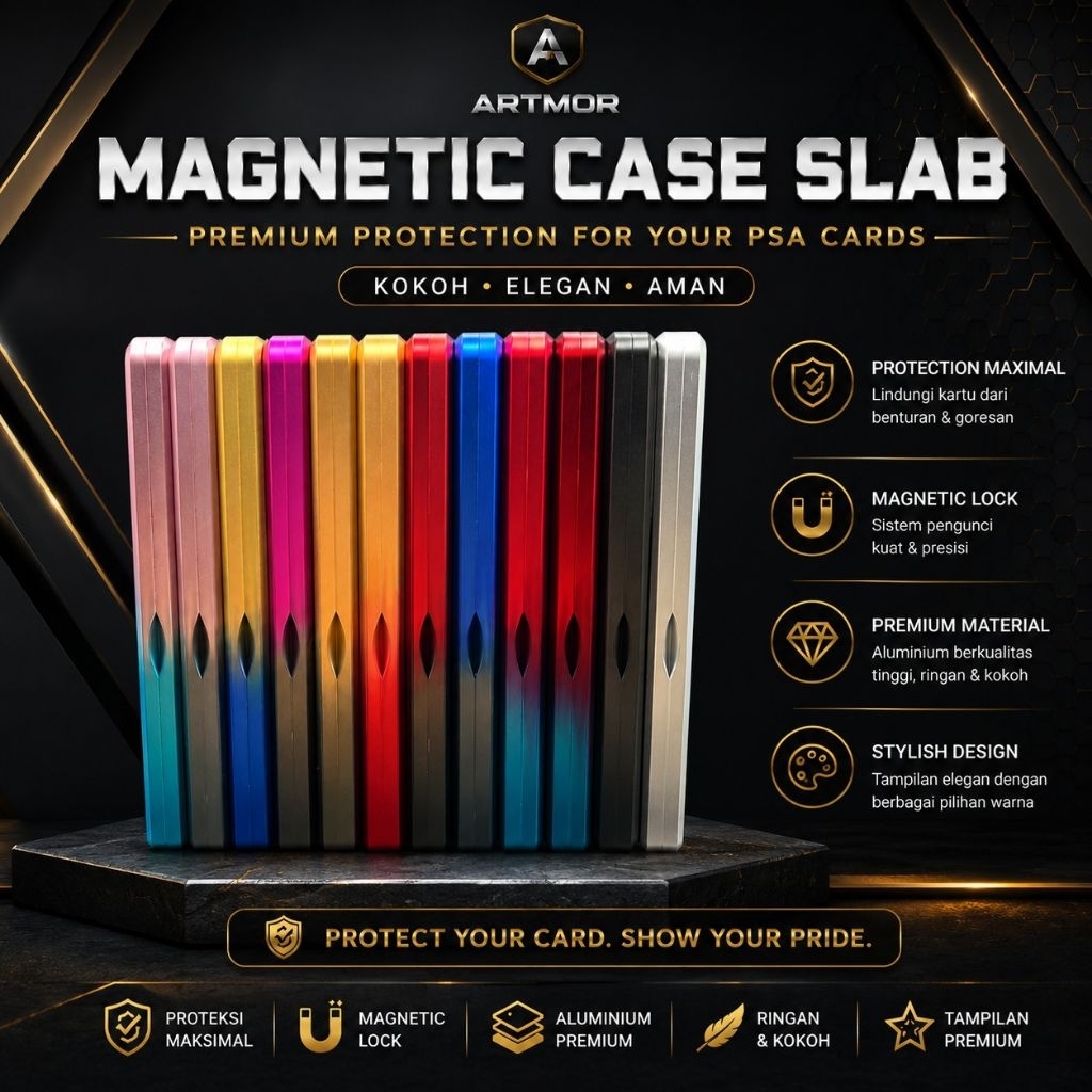 ARTMOR PSA SLABBER GUARD ALUMINIUM CASE PROTECTOR ล็อคแม่เหล็กสําหรับ PSA, CGC, AGS