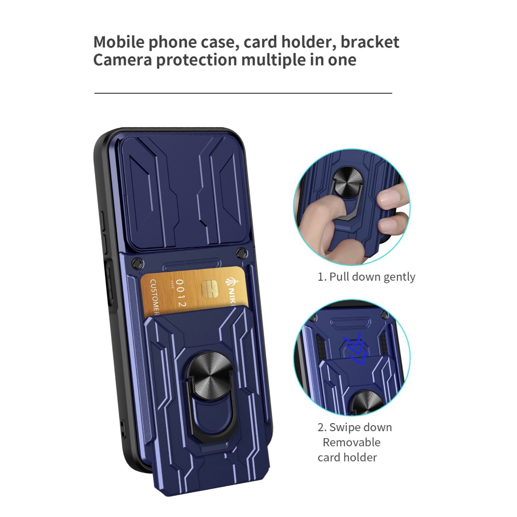 Honor X7d - CardX Flip Lens Card Ring Army Armor Case กันกระแทก
