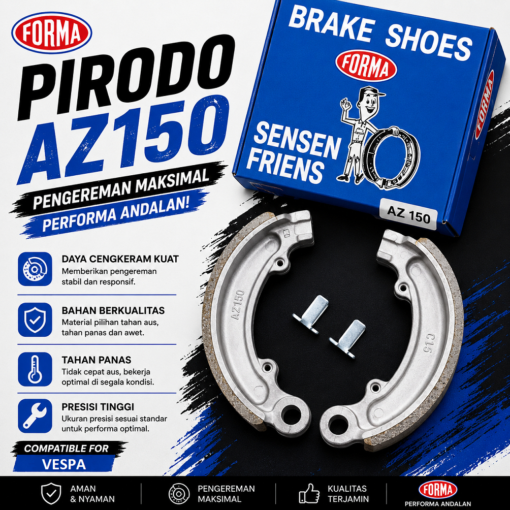 VESPA FORMA AZ150 แผ่นรองเบรกด้านหลัง | PIRODO VESPA SUPER PS RING 8 FORMA