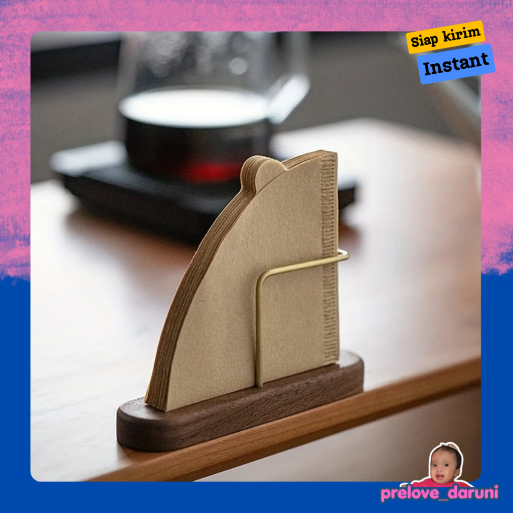 One Two Cups Coffee Filter Paper Holder Wood Filter Paper Holder - P-55 - สีน้ําตาล
