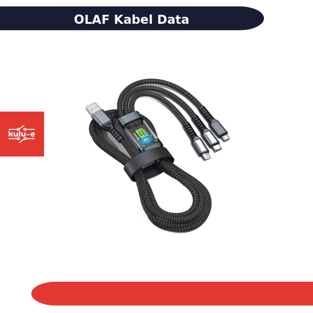OLAF Micro USB Lightning Type C Data Charger Cable 1.2M OL601 100W 20V 3in1 สีดํา